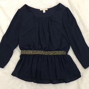 Miami Navy Blue with Sequins Blouse Small